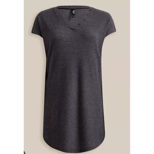 Torrid Sleep Women's 2 Plus Plush Charcoal Waffle Knit V Neck Henley Sleep Dress